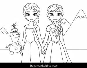 Elsa Ve Anna boyama sayfası – çocuklar için, çizgi film temalı