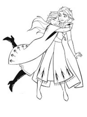 Elsa Ve Anna boyama sayfası,  coloring page, Anna, Elsa’ya Sarılır, 