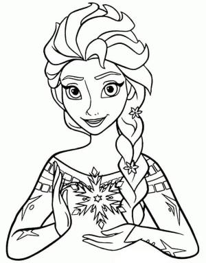 Elsa boyama sayfası, Elsa coloring page, tatlı Elsa Gülümseyerek, 