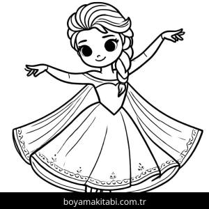 Elsa boyama sayfası – çizgi film temalı, basit çizim