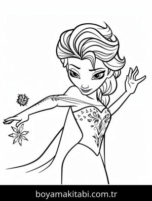 Elsa boyama sayfası – basit çizim, kolay boyama