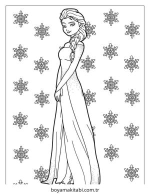 Elsa boyama sayfası – çizgi film temalı, basit çizim