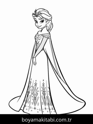 Elsa boyama sayfası – basit çizim, kolay boyama