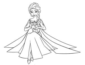 Elsa boyama sayfası, Elsa coloring page, Elsa Oturuyor, 