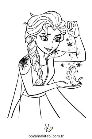 Elsa boyama sayfası – eğlenceli etkinlik, el becerilerini geliştirir
