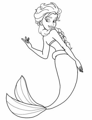 Elsa boyama sayfası, Elsa coloring page, Elsa Deniz Kızı Gülümsüyor, 