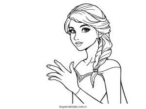 Elsa boyama sayfası – çizgi film temalı, basit çizim
