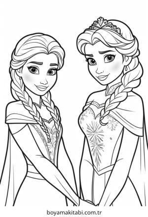 Elsa boyama sayfası – sevimli karakter, sanatsal çalışma