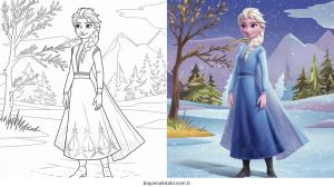 Elsa boyama sayfası – kolay boyama, eğitici aktivite