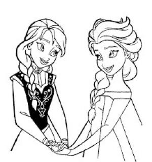 Elsa boyama sayfası, Elsa coloring page, Elsa ve Anna el ele Tutuşuyor, 