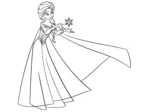 Elsa boyama sayfası, Elsa coloring page, Elsa Holding Kar Tanesi, 