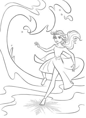 Elsa boyama sayfası, Elsa coloring page, Elsa Sahilde Koşuyor, 