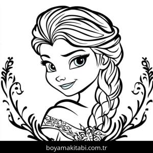 Elsa boyama sayfası – çocuk aktivitesi, PDF indir