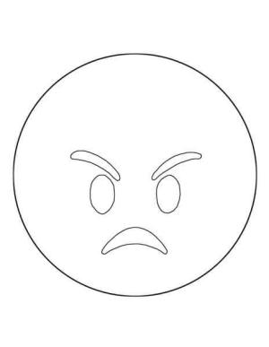 Emoji boyama sayfası, coloring page, Temel Emoji Kızgın,