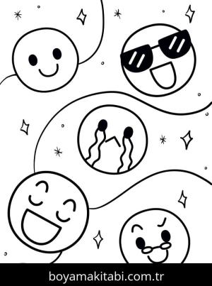 Emoji boyama sayfası – renkli çizimler, okul öncesi