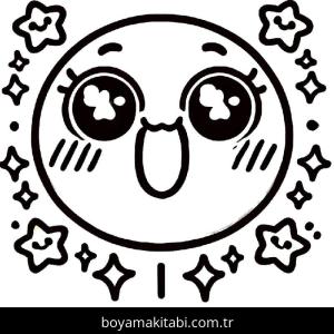 Emoji boyama sayfası – PDF indir, sevimli karakter