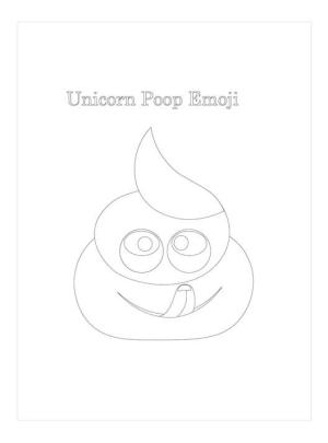 Emoji boyama sayfası, coloring page, Tek Boynuzlu Kaka Emojisi,
