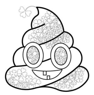 Emoji boyama sayfası, coloring page, Bok Yonca Emojisi,