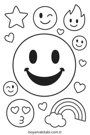 Emoji boyama sayfası – PDF indir, sevimli karakter