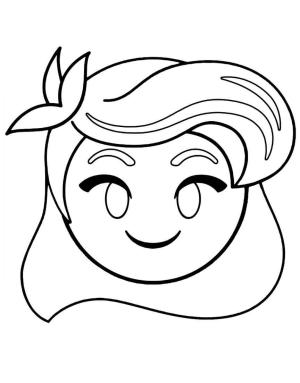 Emoji boyama sayfası, coloring page, Gülümseyen Kız Emojisi,
