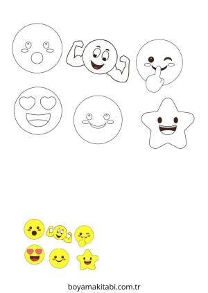 Emoji boyama sayfası – çocuk aktivitesi, PDF indir