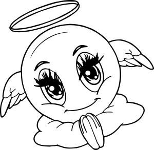 Emoji boyama sayfası, coloring page, Gülümseyen Melek Emojisi,