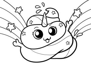 Emoji boyama sayfası, coloring page, Havalı Tek Boynuzlu Kaka Emojisi,