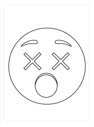 Emoji boyama sayfası, coloring page, X Göz Emojisi,