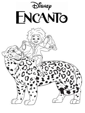 Encanto boyama sayfası,  coloring page, Antonio ve Jaguar’ı çizin, 