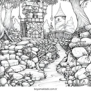 Enchanted Forest boyama sayfası – PDF indir, sevimli karakter