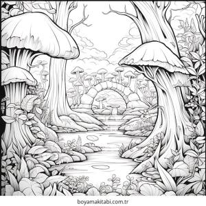 Enchanted Forest boyama sayfası – çocuk aktivitesi, PDF indir
