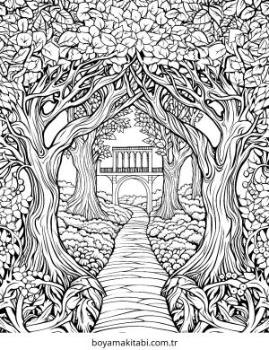Enchanted Forest boyama sayfası – el becerilerini geliştirir, boyama çalışması