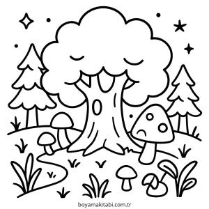 Enchanted Forest boyama sayfası – çocuk aktivitesi, PDF indir