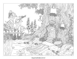 Enchanted Forest boyama sayfası – boyama çalışması, yaratıcılığı geliştirir