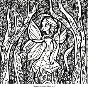 Enchanted Forest boyama sayfası – eğlenceli etkinlik, el becerilerini geliştirir