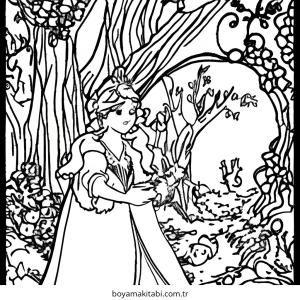 Enchanted Forest boyama sayfası – basit çizim, kolay boyama