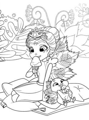 Enchantimals boyama sayfası,  coloring page, Enchantimals Dondurması Yiyen İki Karakter, 