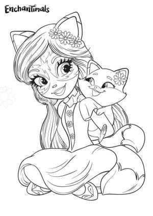 Enchantimals boyama sayfası,  coloring page, Felicity Fox ve Flick Dünyayı Dolaşıyor, 