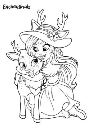 Enchantimals boyama sayfası,  coloring page, Danessa Deer hugs Sprint, 