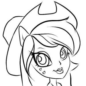 Equestria Girls boyama sayfası,  coloring page, Applejack’in Güzel Yüzü Yakın Çekim, 