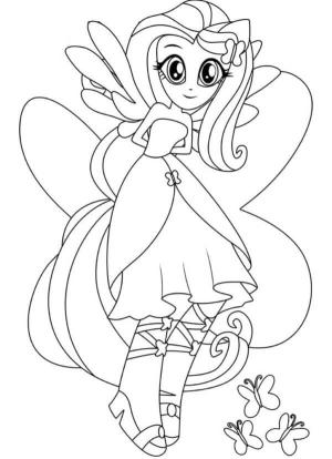 Equestria Girls boyama sayfası,  coloring page, Gür ve Dalgalı Saçlarıyla Fluttershy, 