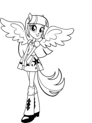 Equestria Girls boyama sayfası,  coloring page, Melek Kanatları Ücretsiz Alacakaranlık Işıltısı, 