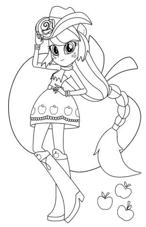 Equestria Girls boyama sayfası,  coloring page, Kovboy Şapkalı Neşeli Applejack, 