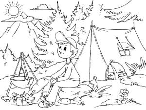 Erkek Çocuk boyama sayfası,  coloring page, Çocuk kamp, 