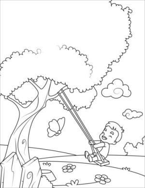 Erkek Çocuk boyama sayfası,  coloring page, küçük çocuk Sallanan, 