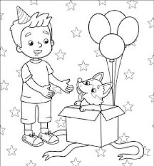 Erkek Çocuk boyama sayfası,  coloring page, Çocuk ve Köpek, 