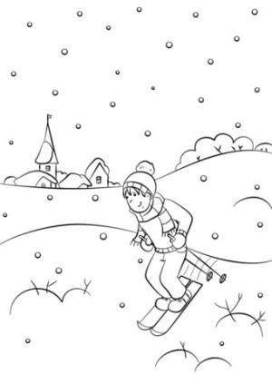 Erkek Çocuk boyama sayfası,  coloring page, Çocuk Snowboard, 