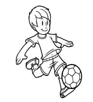 Erkek çocuklar boyama sayfası,  coloring page, Futbol oynayan çocuk, 