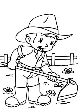 Erkek çocuklar boyama sayfası,  coloring page, Çiftçi çocuk, 