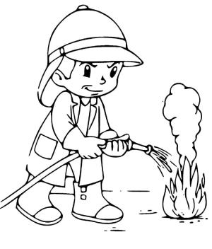 Erkek çocuklar boyama sayfası,  coloring page, İtfaiyeci çocuk, 